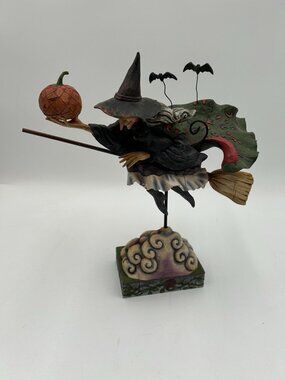 Jim Shore Fly With Me For A Spell Halloween Witch 2007 Figurine 4008110 Box Tag